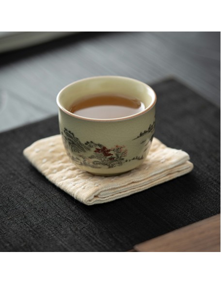 Mihuang Ruyao Master's Cup, Tea Tasting Cup, Crackled Glaze Tea Cup, Thousand Miles of Rivers and Mountains Cup