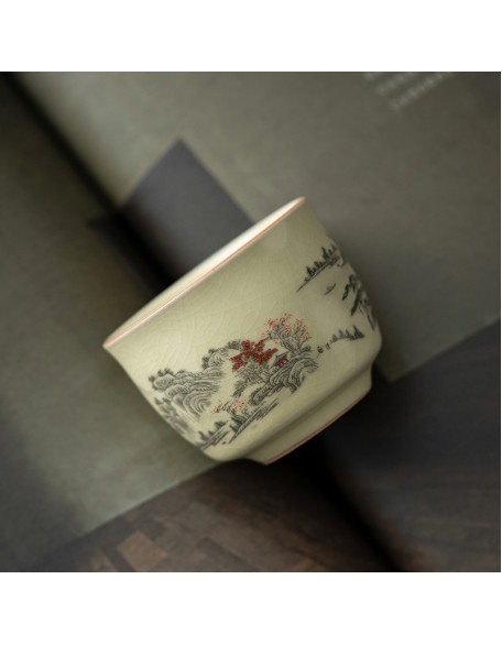 Mihuang Ruyao Master's Cup, Tea Tasting Cup, Crackled Glaze Tea Cup, Thousand Miles of Rivers and Mountains Cup