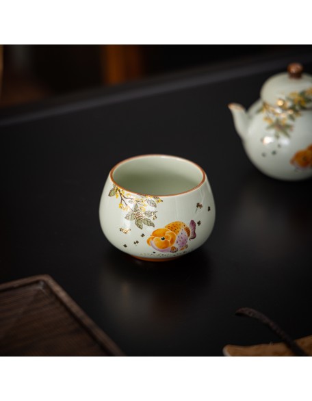 Wood ash goldfish teacup, owner's cup, tea tasting cup, gongfu tea cup, tea set, single cup, ceramic