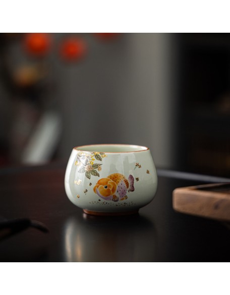 Wood ash goldfish teacup, owner's cup, tea tasting cup, gongfu tea cup, tea set, single cup, ceramic