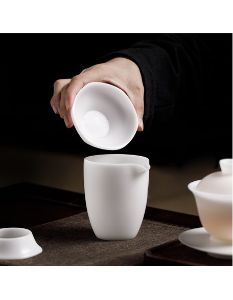 Ice-type jade porcelain white porcelain fair cup household ceramic tea infuser luxury high-end uniform cup gongfu tea set