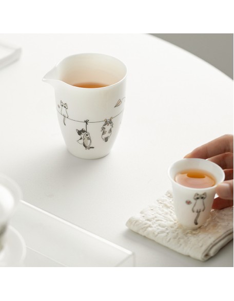 Sheep Fat Jade White Porcelain Fairness Cup Household Ceramic Tea Dispenser Creative Even Cup Gongfu Tea Set