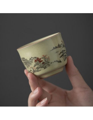 Mihuang Ruyao Master's Cup, Tea Tasting Cup, Crackled Glaze Tea Cup, Thousand Miles of Rivers and Mountains Cup