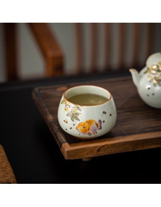 Wood ash goldfish teacup, owner's cup, tea tasting cup, gongfu tea cup, tea set, single cup, ceramic
