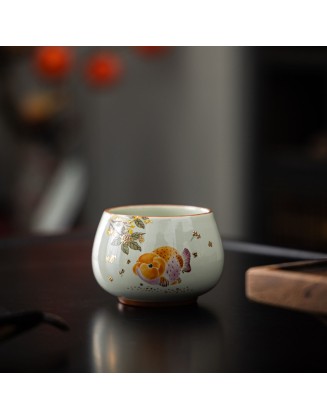 Wood ash goldfish teacup, owner's cup, tea tasting cup, gongfu tea cup, tea set, single cup, ceramic